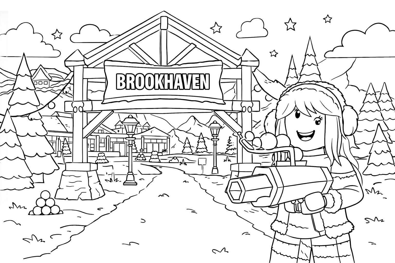 Brookhaven kleurplaat - zwart-wit lijntekening