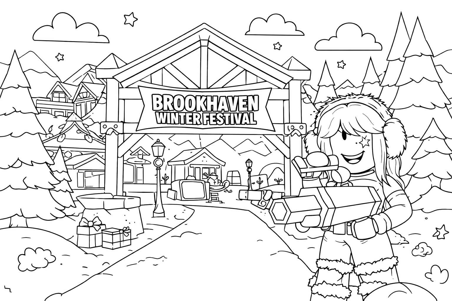 Brookhaven kleurplaat - zwart-wit lijntekening