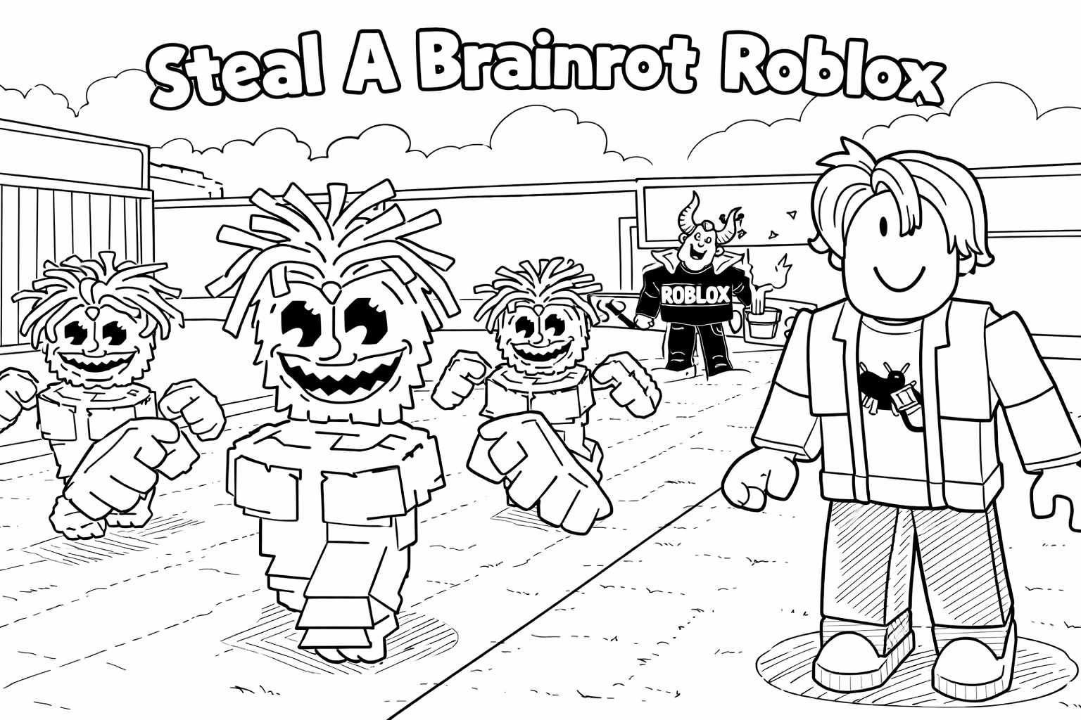 Coloriage Steal a Brainrot Roblox dessin au trait