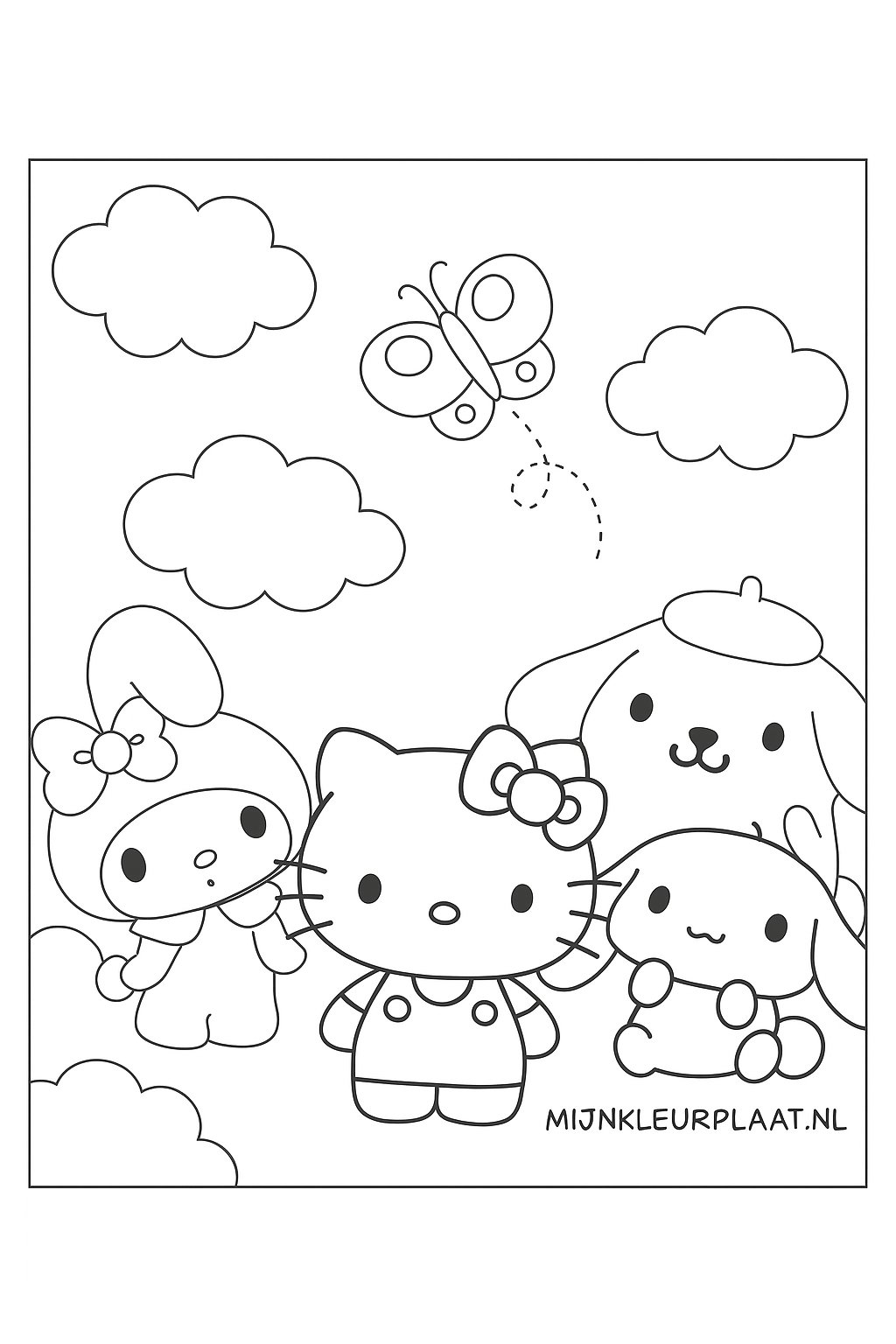 Plantilla de Coloreado Gratis Sanrio - Variante 3 Plantilla para Niños