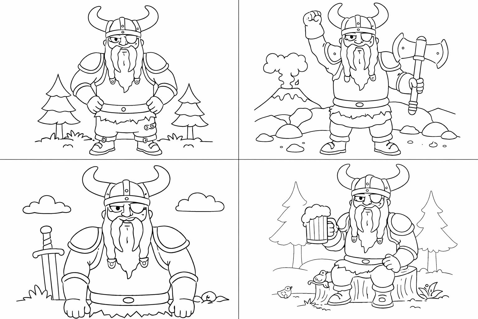 Viking Golar kleurplaat - zwart-wit lijntekening