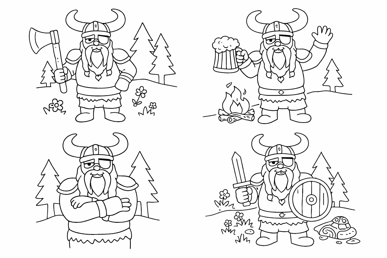 Dibujo para colorear Viking Golar line art