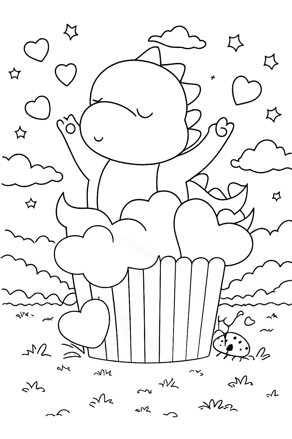 Cupcake Valentijnsdag coloring page line art