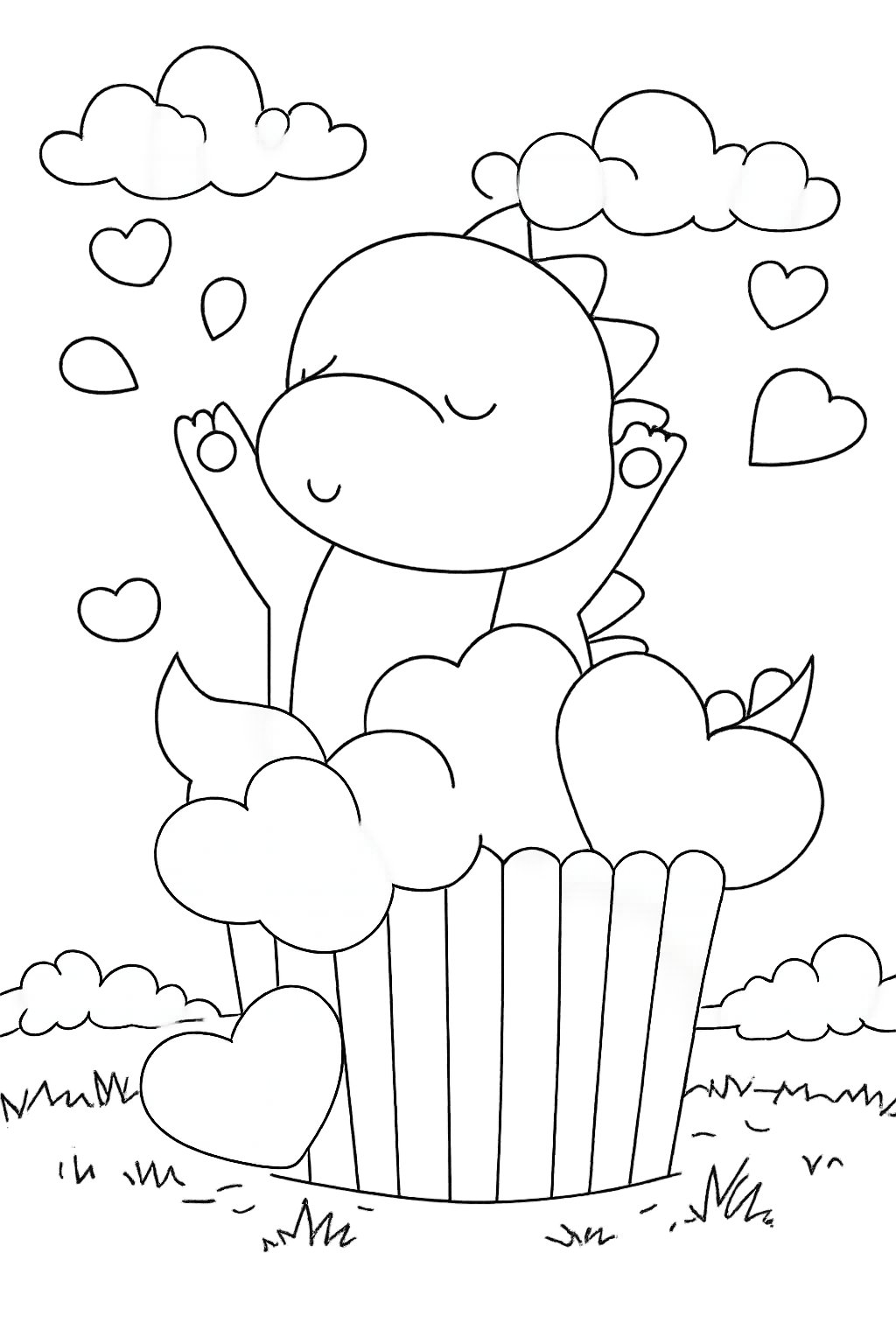 Cupcake Valentijnsdag coloring page line art