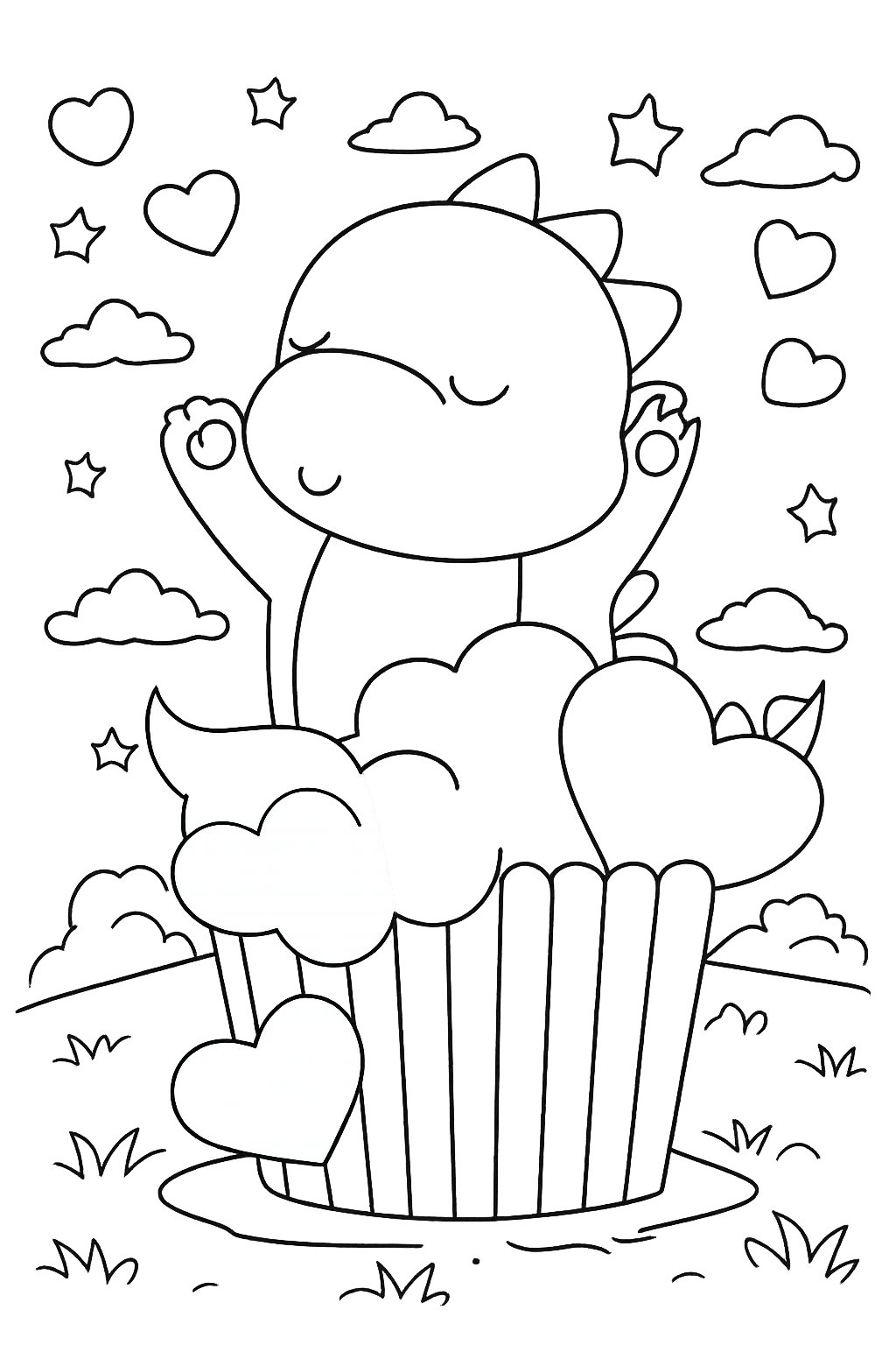 Cupcake Valentijnsdag coloring page line art