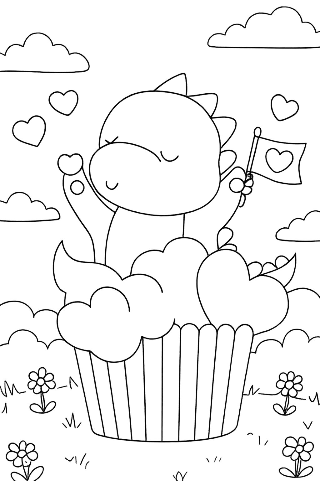Cupcake Valentijnsdag coloring page line art