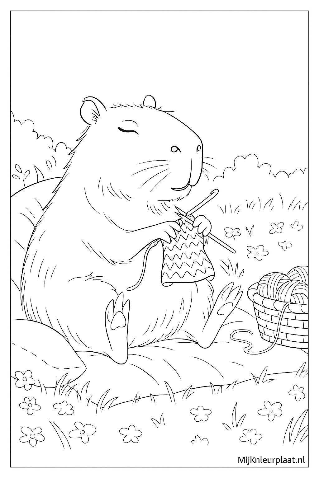 Plantilla de Coloreado Gratis de Capibara - Variante 1 Plantilla para Niños