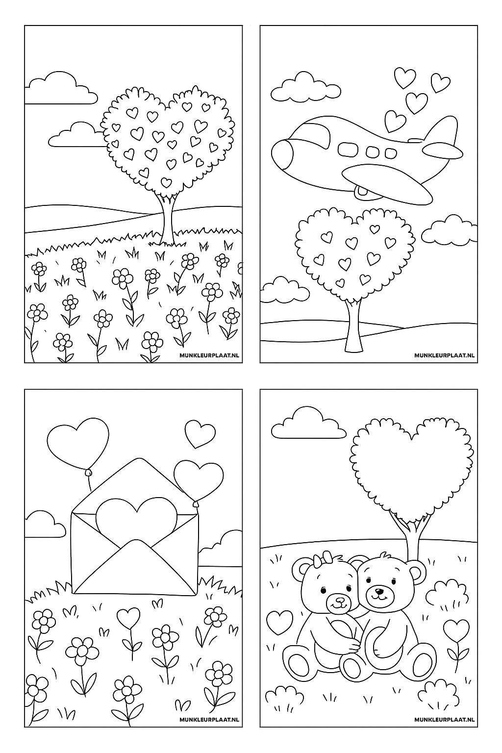 Plantilla de Colorear Gratis del Día de San Valentín - Variante 4 Plantilla para Niños