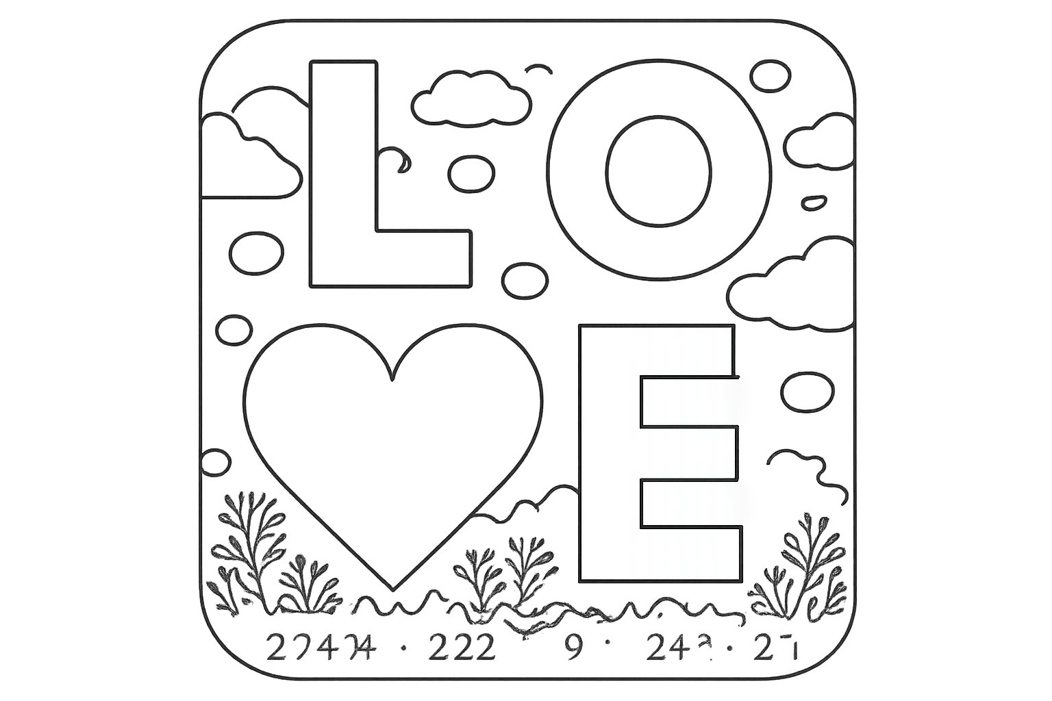 Valentijnsdag kleurplaat - zwart-wit lijntekening