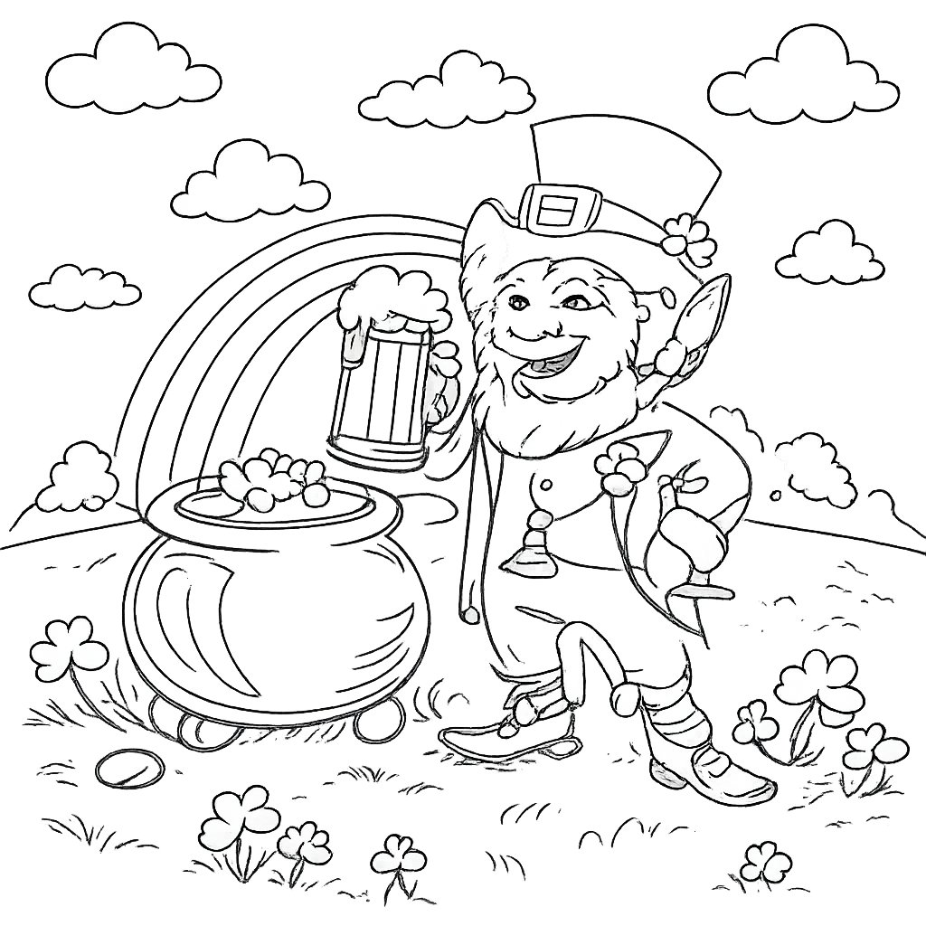 Dibujo para colorear leprechaun line art