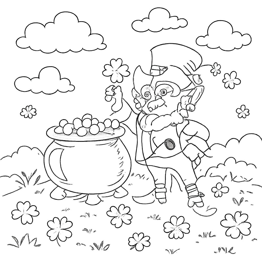 Dibujo para colorear leprechaun line art