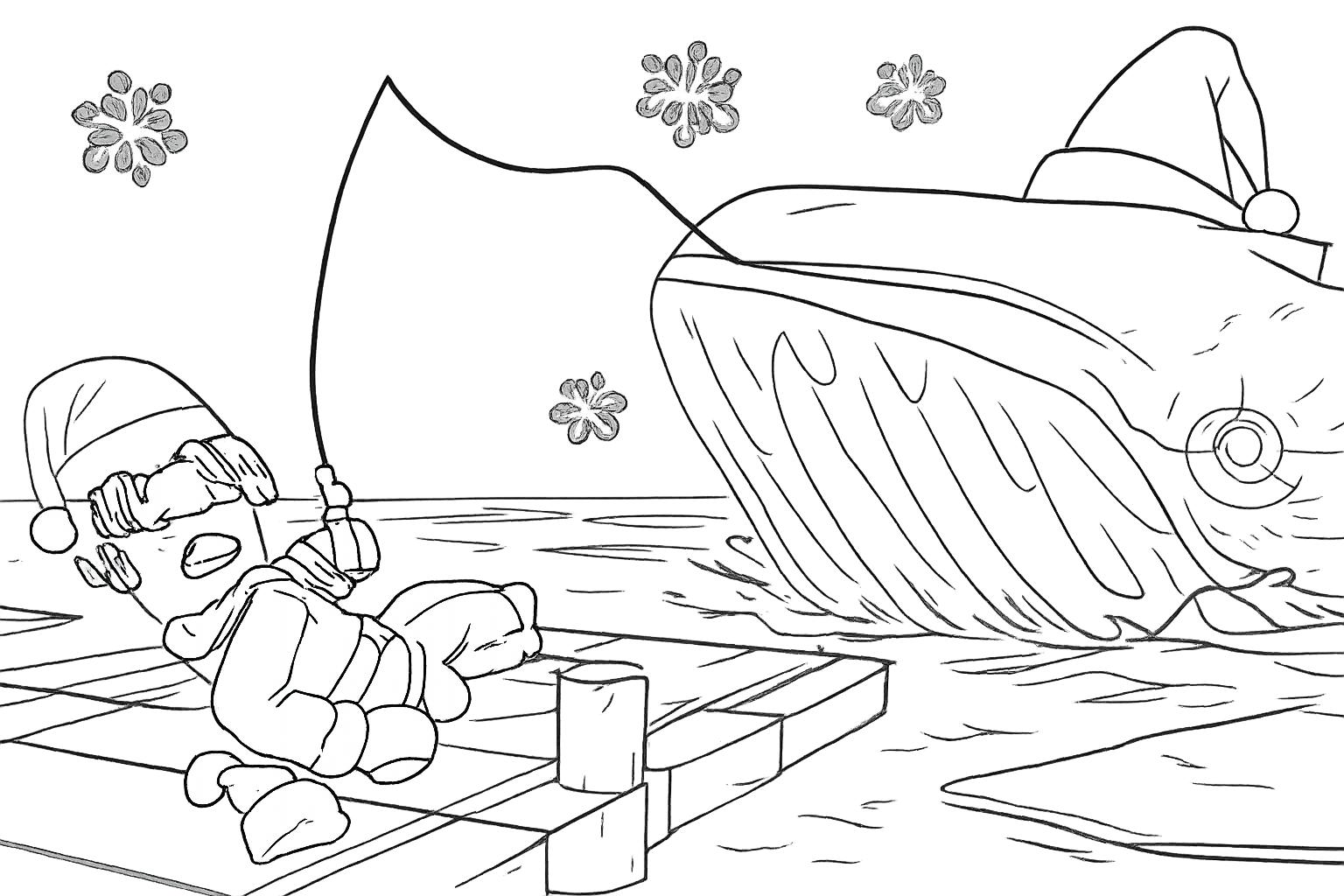 Fish It! Roblox kleurplaat - zwart-wit lijntekening