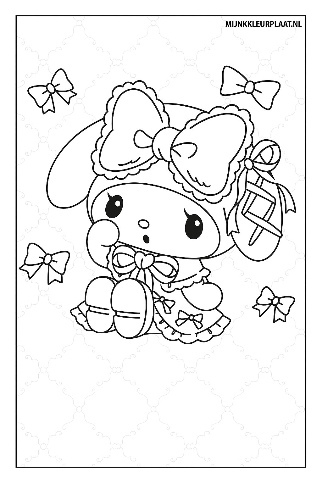 Plantilla de Coloreado Gratis My Melody - Variante 2 Plantilla para Niños