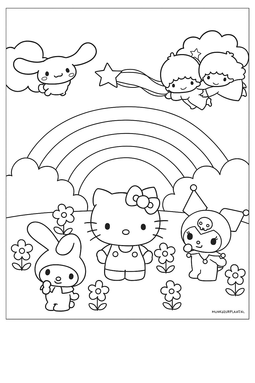 Plantilla de Coloreado Gratis Sanrio - Variante 1 Plantilla para Niños