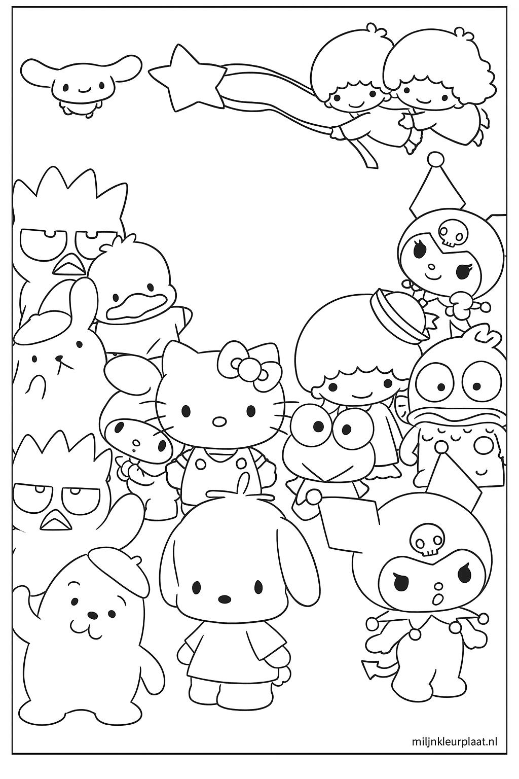 Plantilla de Coloreado Gratis Sanrio - Variante 2 Plantilla para Niños