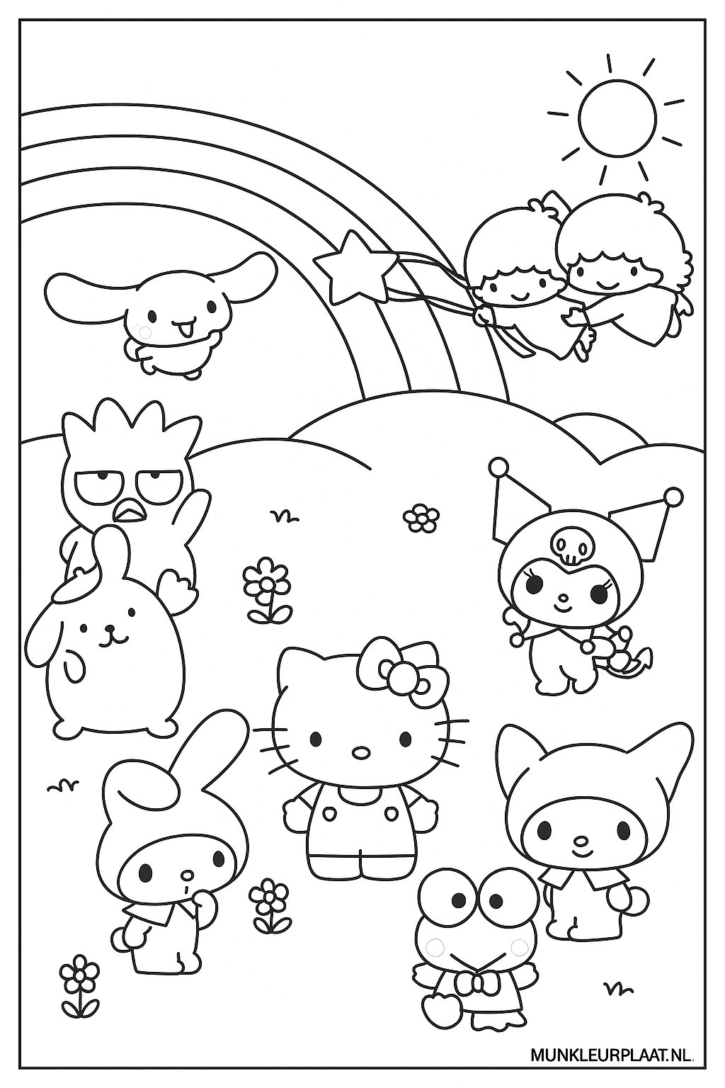 Plantilla de Coloreado Gratis Sanrio - Variante 3 Plantilla para Niños