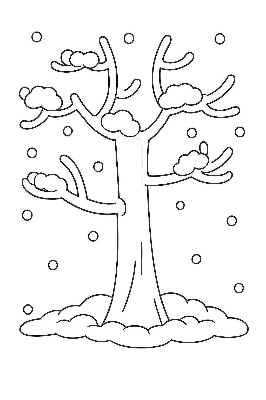 Coloriage sneeuw boom dessin au trait