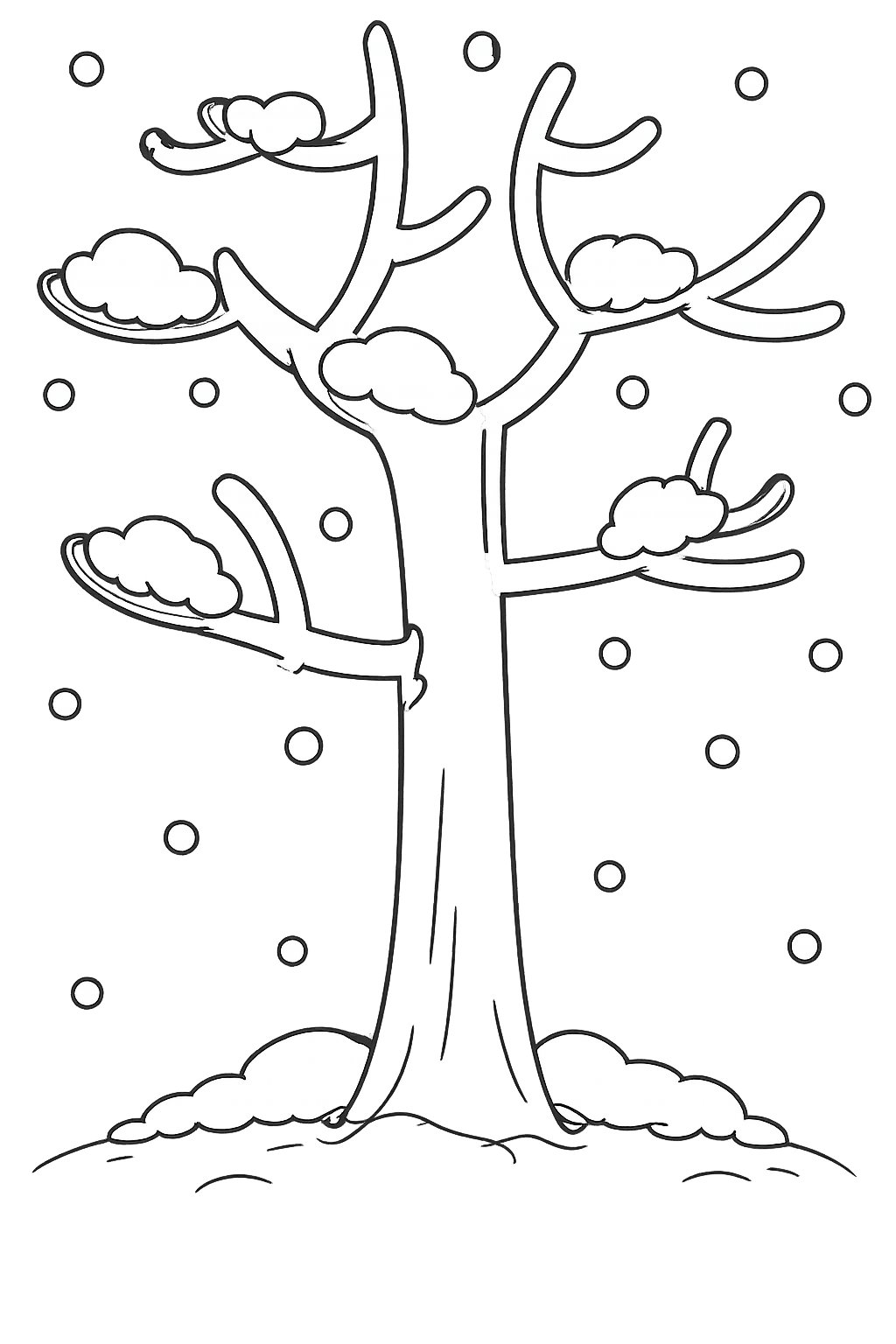 Coloriage sneeuw boom dessin au trait