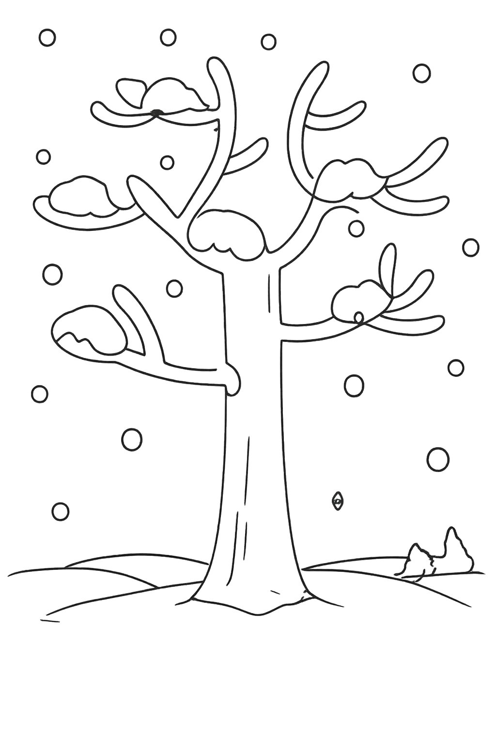 Coloriage sneeuw boom dessin au trait