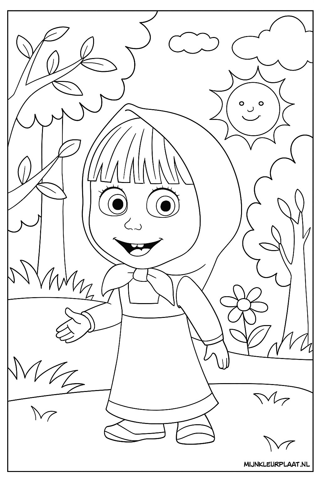 Plantilla de Coloreado Gratis Masha y el Oso - Variante 1 Plantilla para Niños