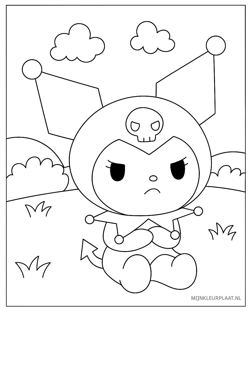 Plantilla de Coloreado Gratis Kuromi - Variante 2 Plantilla para Niños