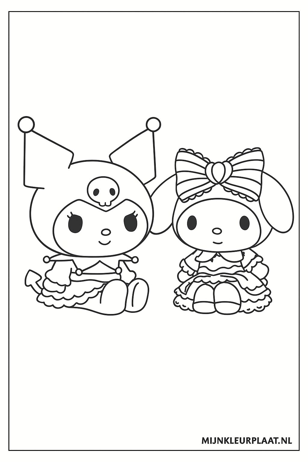 Plantilla de Coloreado Gratis Kuromi - Variante 2 Plantilla para Niños