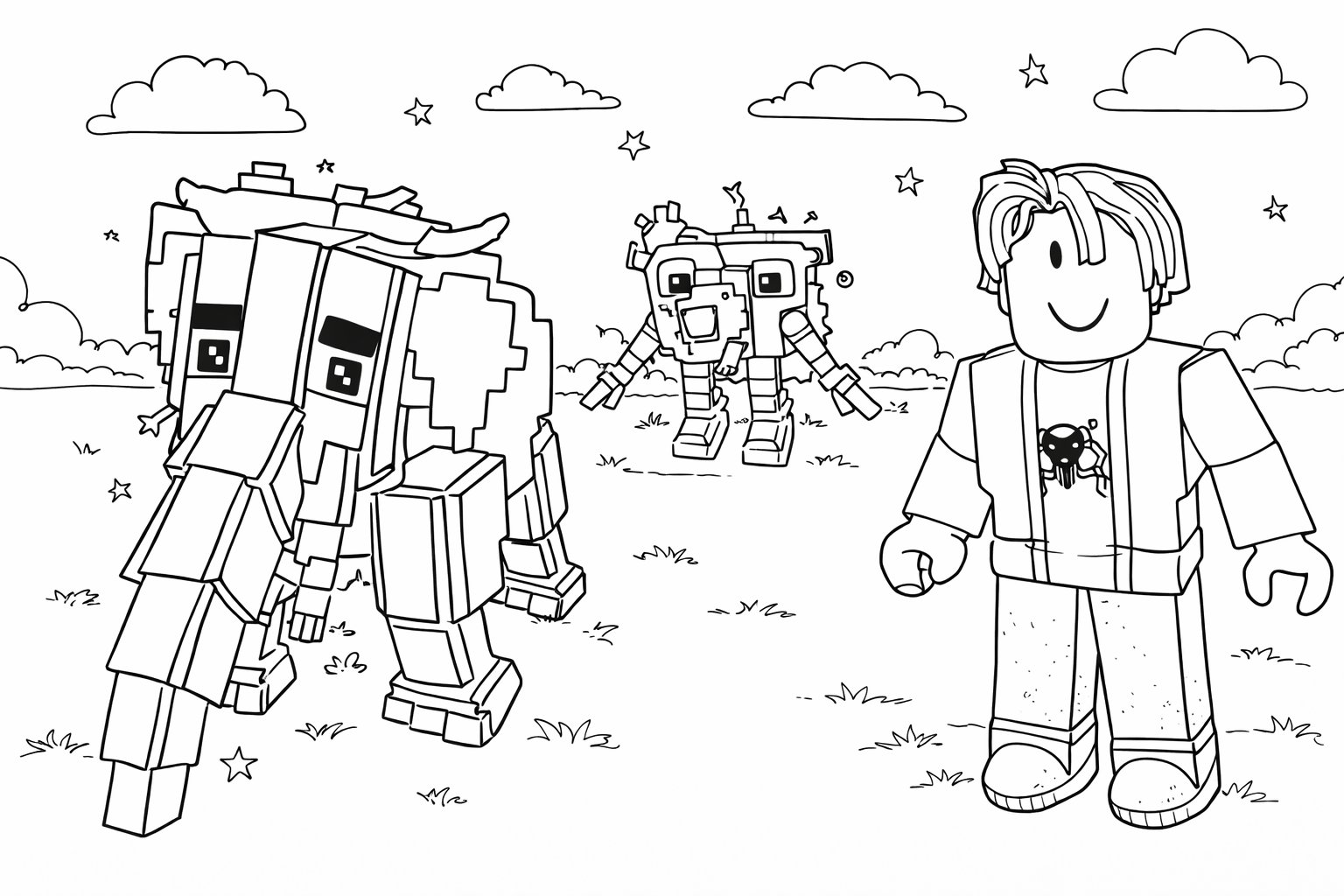 Steal a Brainrot Roblox coloring page line art