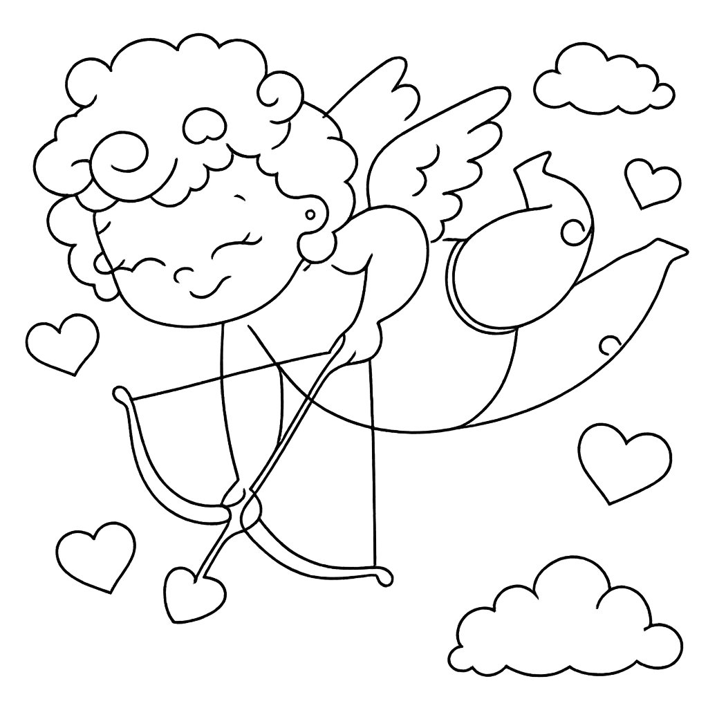 Dibujo para colorear cupido line art