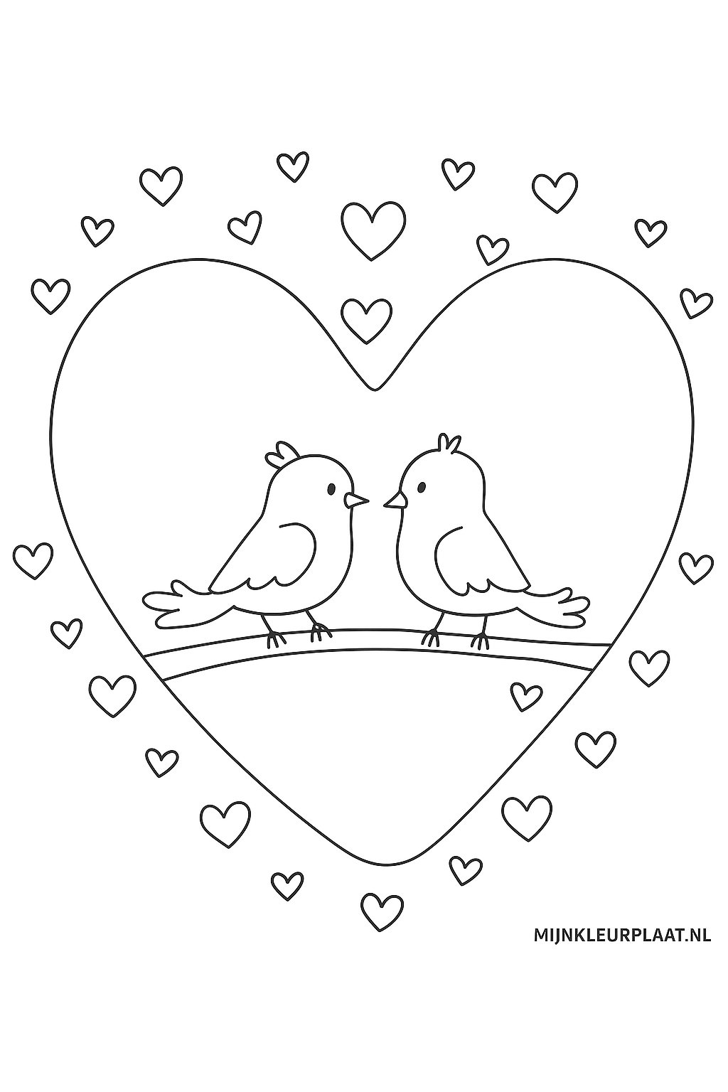 Plantilla de Colorear Gratis del Día de San Valentín - Variante 3 Plantilla para Niños