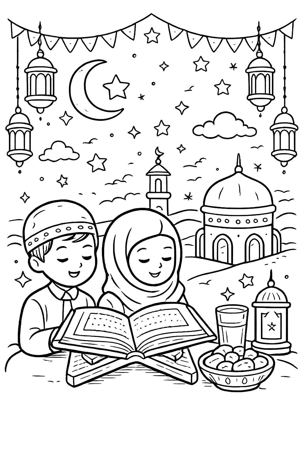 Ramadan coloring page line art
