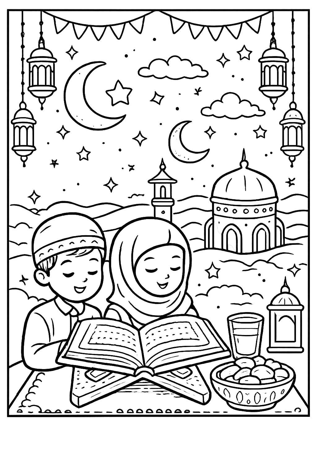 Ramadan coloring page line art