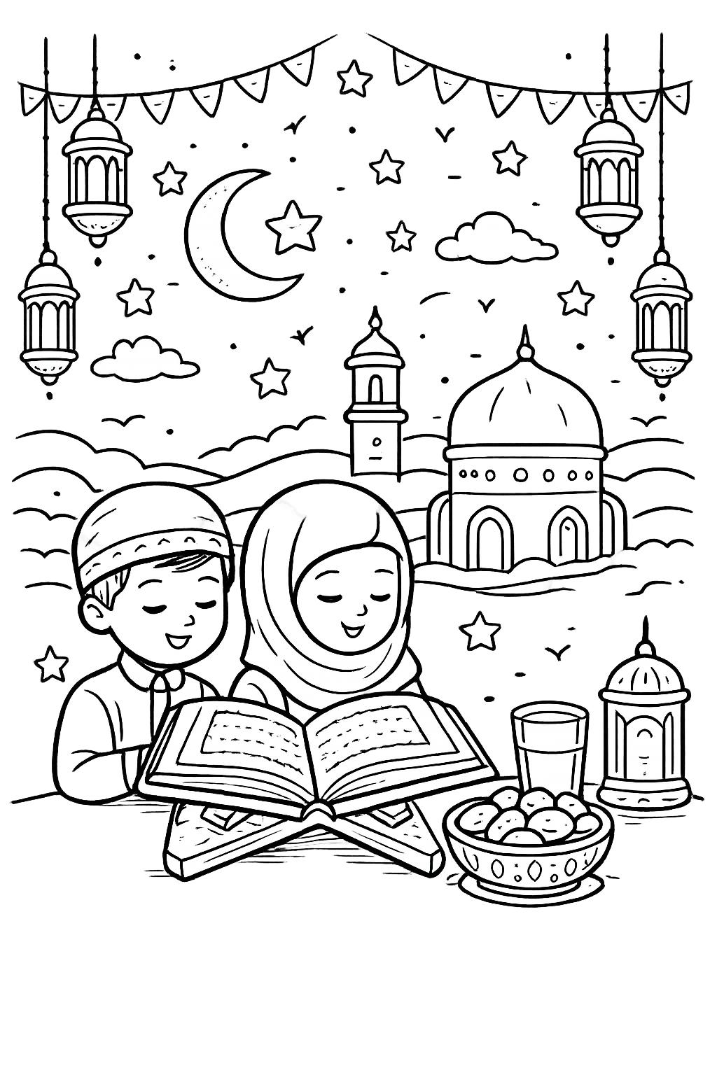 Dibujo para colorear Ramadan line art