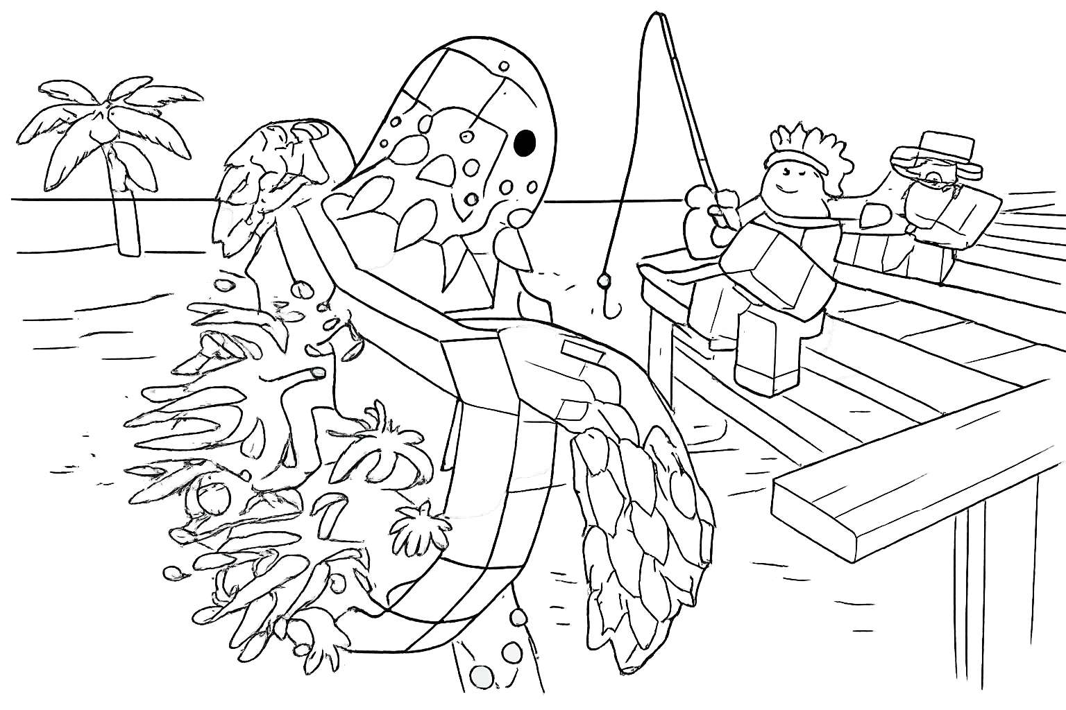 Coloriage Fisch Roblox dessin au trait