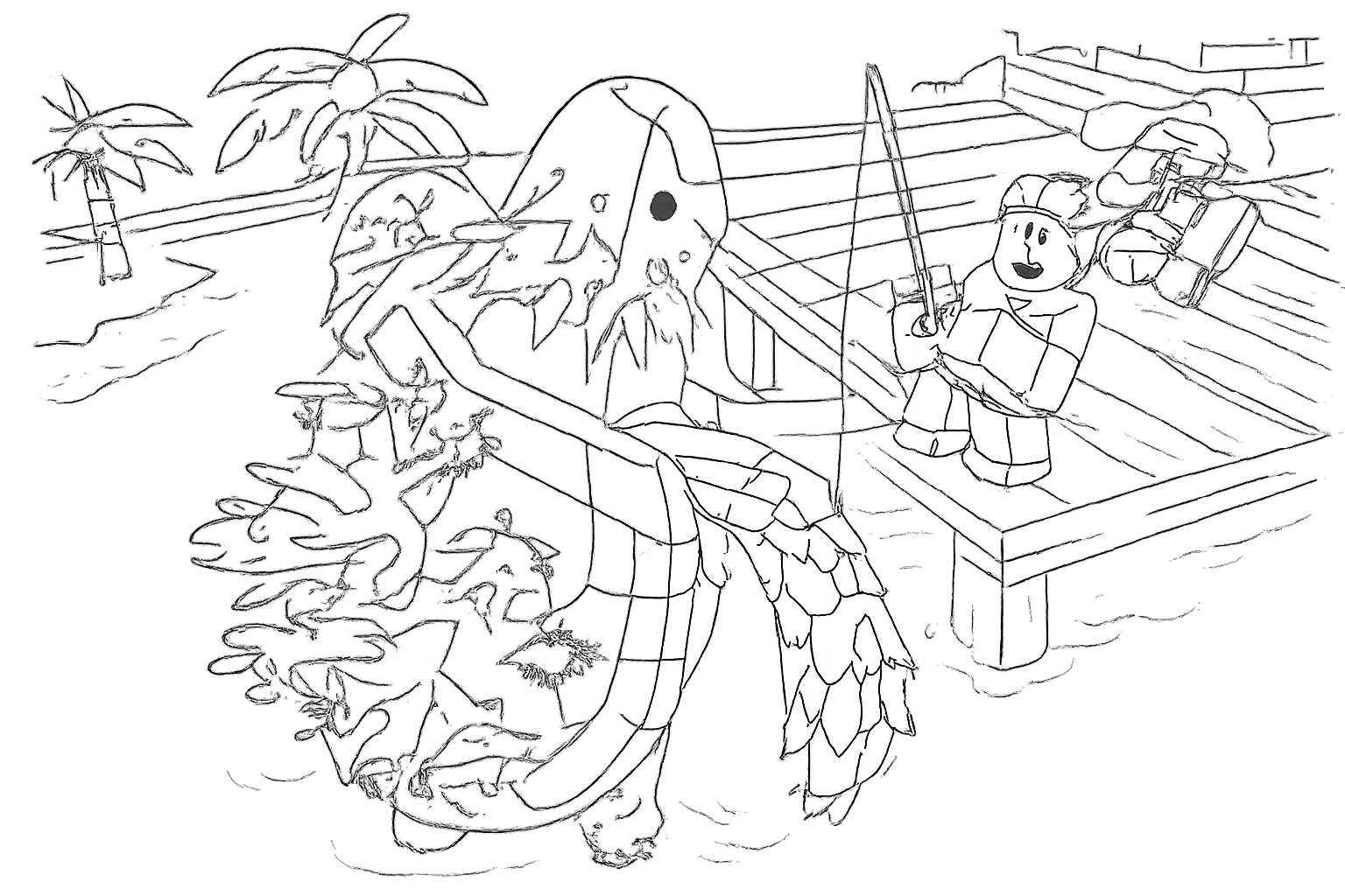 Coloriage Fisch Roblox dessin au trait