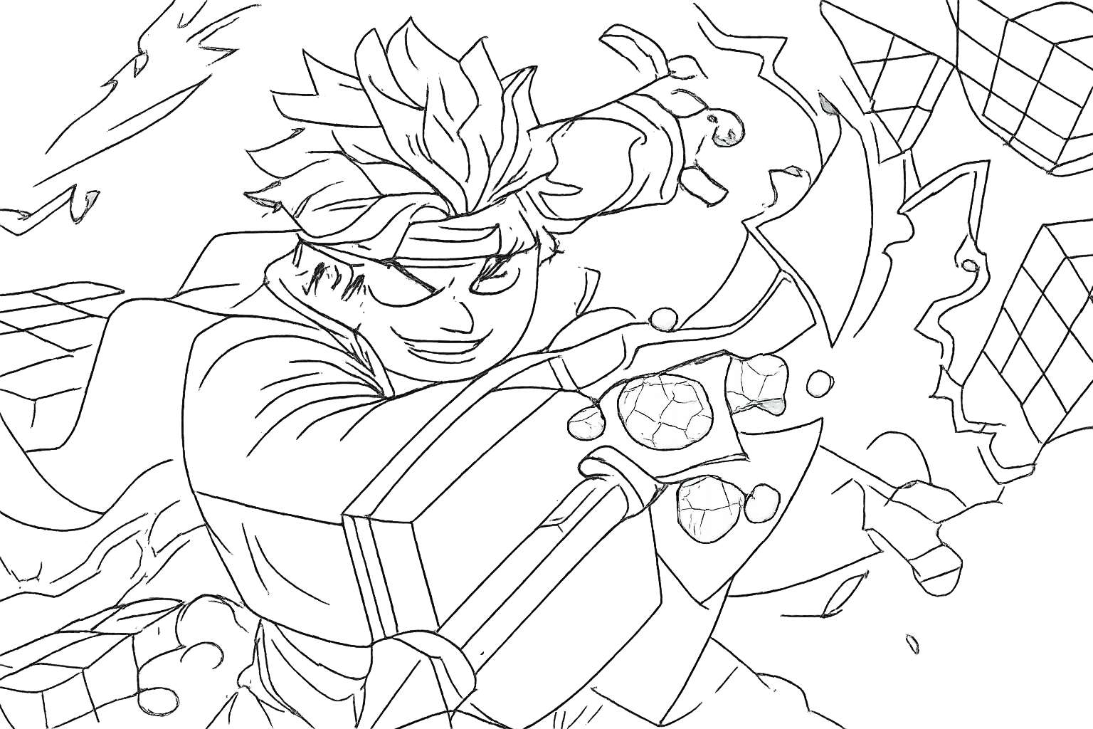 Blox fruits Roblox kleurplaat - zwart-wit lijntekening