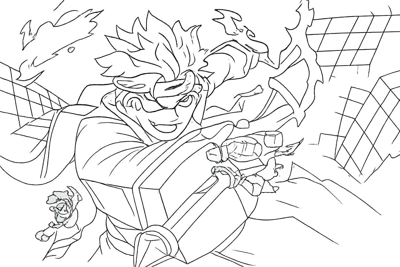 Blox fruits Roblox kleurplaat - zwart-wit lijntekening