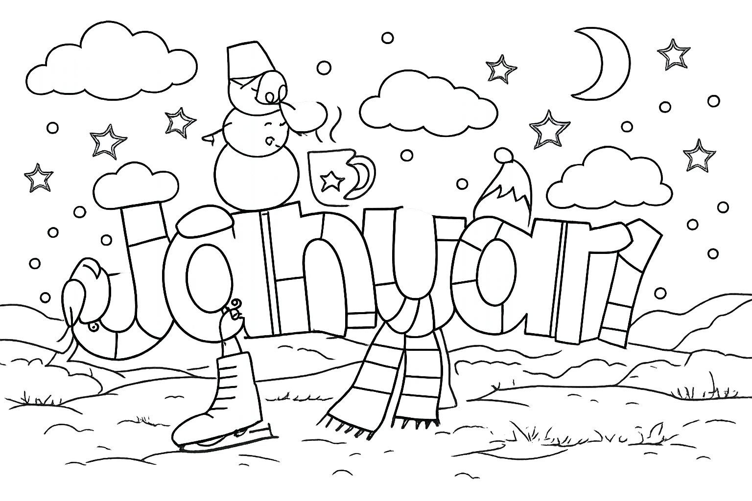 Coloriage Januari dessin au trait