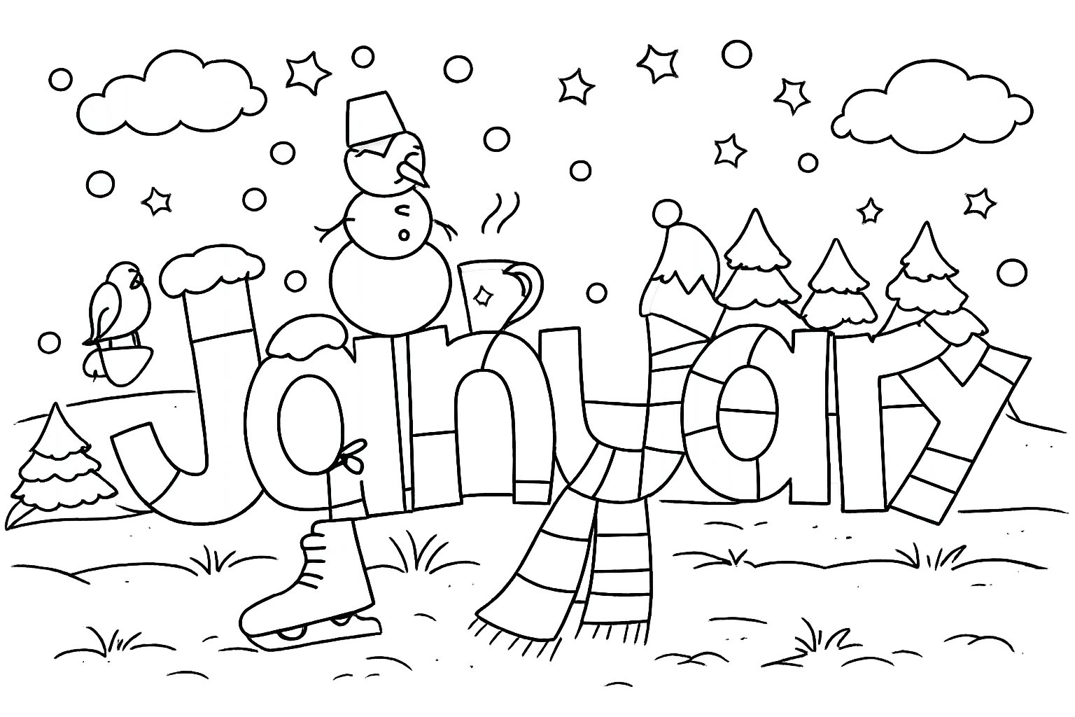 Coloriage Januari dessin au trait