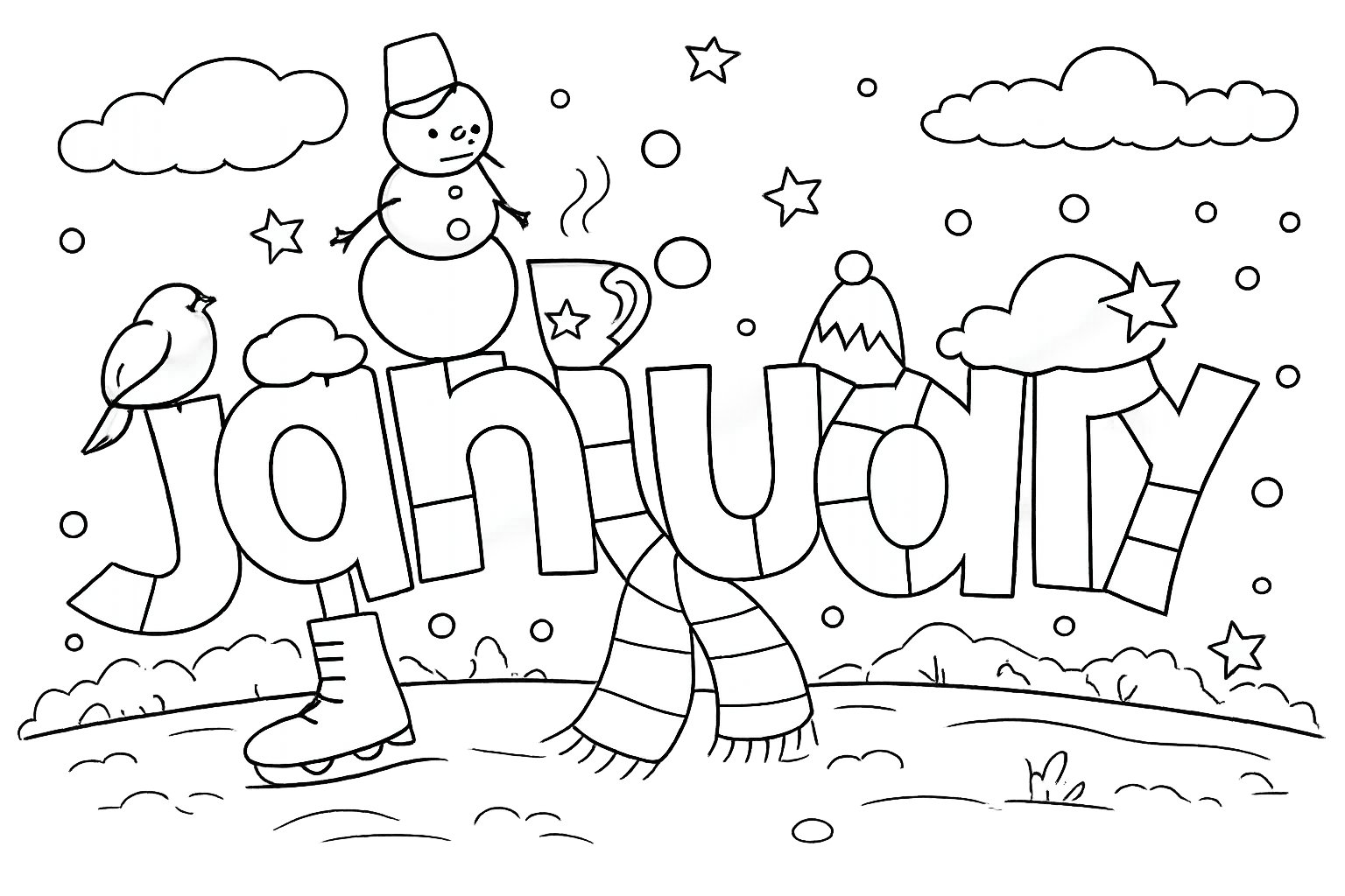 Coloriage Januari dessin au trait