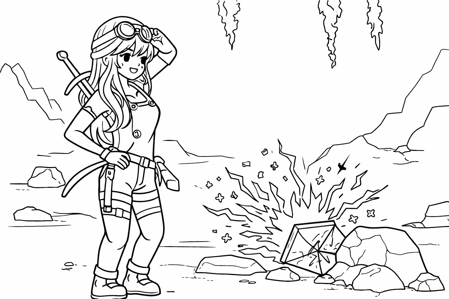 The Forge Roblox kleurplaat - zwart-wit lijntekening