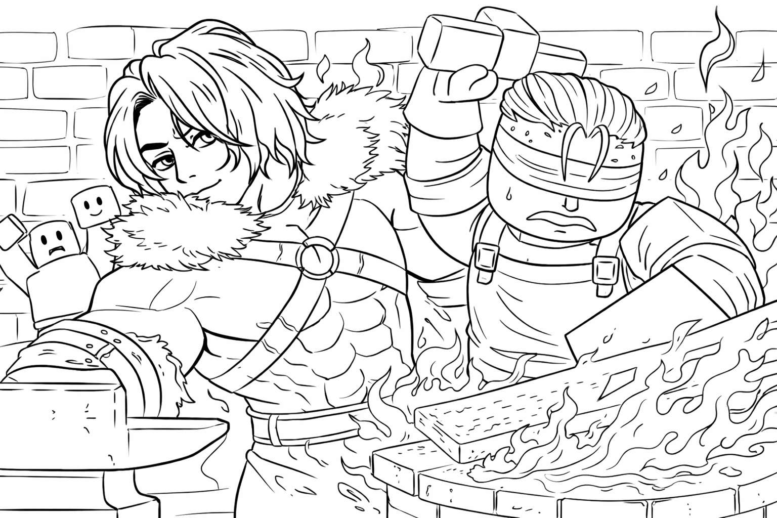 The Forge Roblox Malvorlage Linienzeichnung