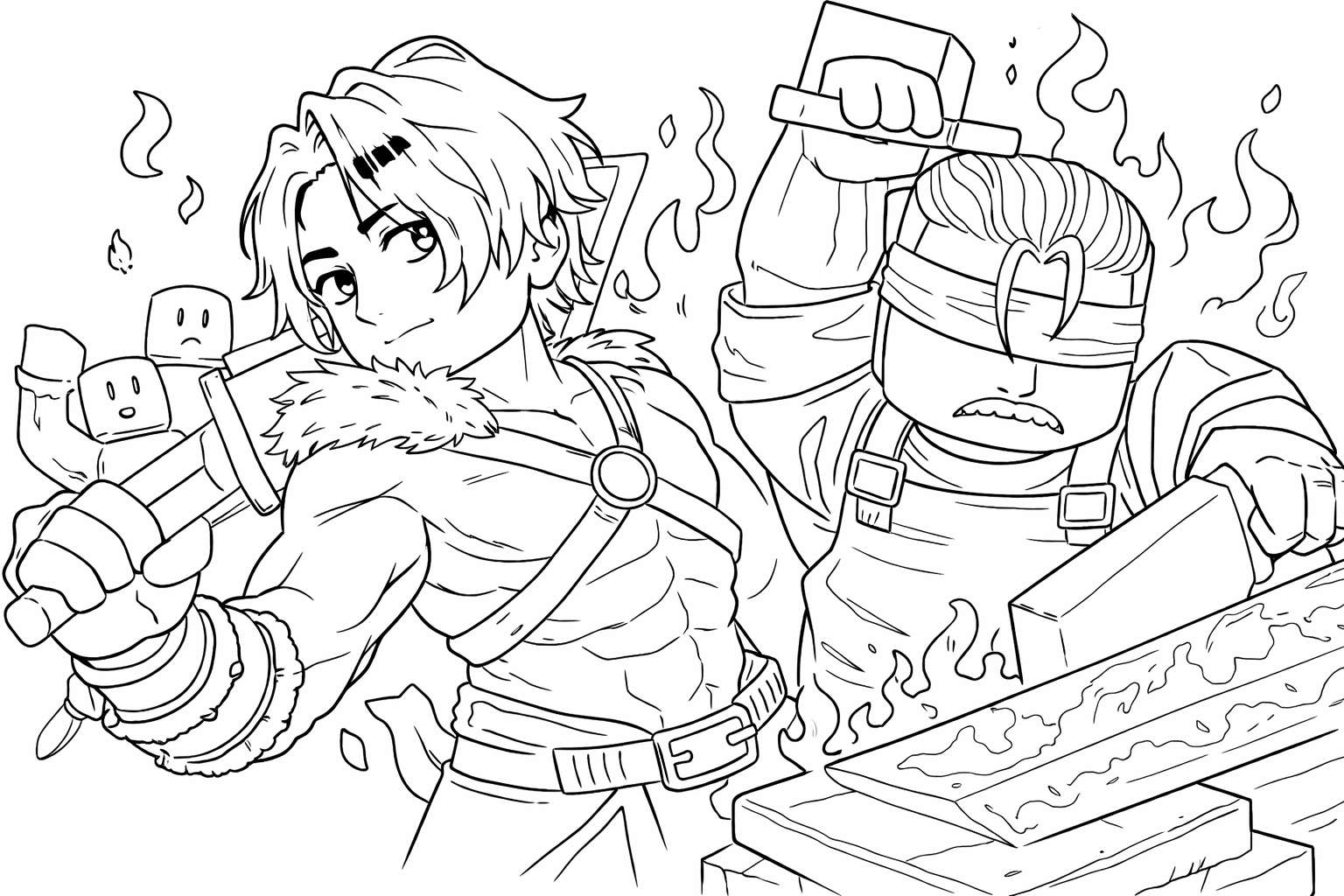 The Forge Roblox Malvorlage Linienzeichnung