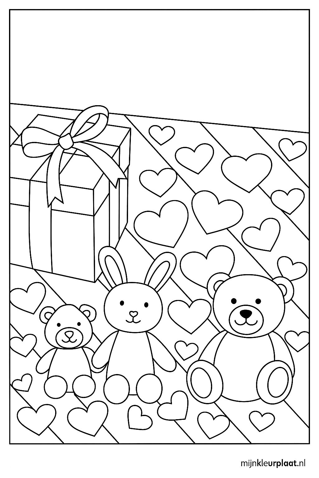 Plantilla de Colorear Gratis del Día de San Valentín - Variante 3 Plantilla para Niños