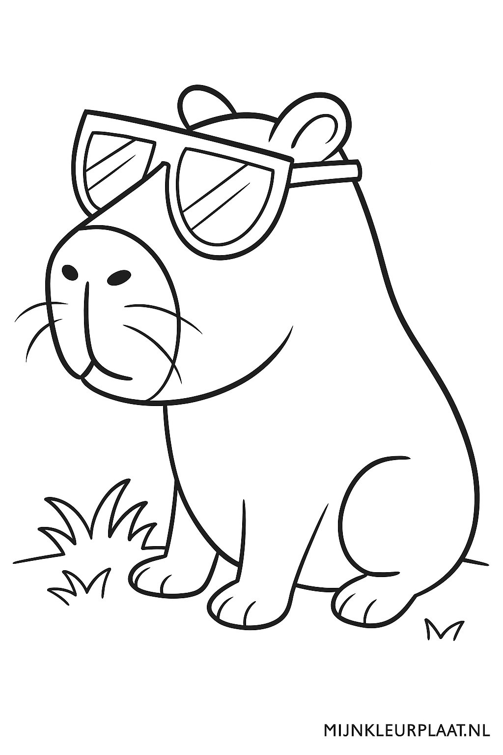 Plantilla de Coloreado Gratis de Capibara - Variante 4 Plantilla de Coloreado para Niños