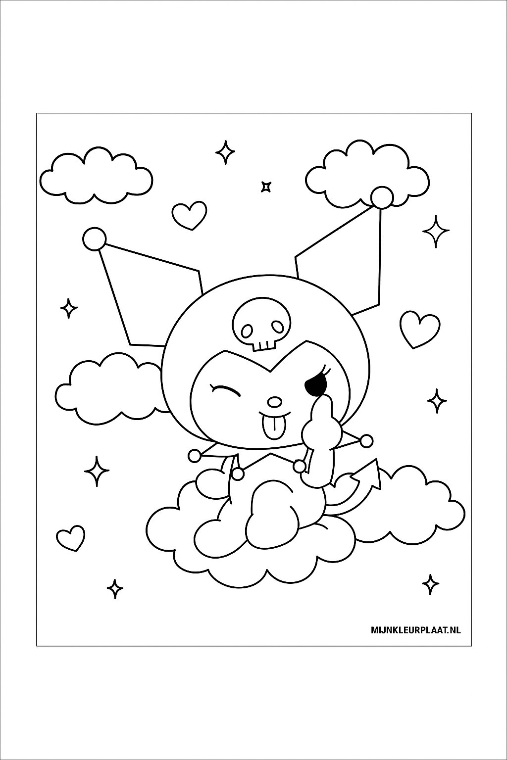 Plantilla de Coloreado Gratis Kuromi - Variante 1 Plantilla para Niños