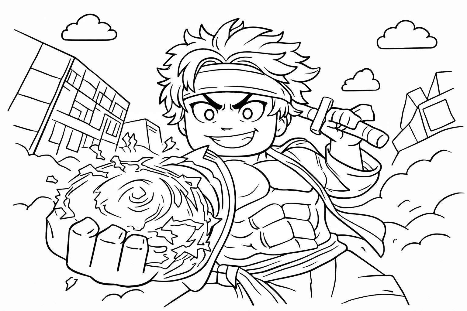 blox fruits roblox kleurplaat - zwart-wit lijntekening