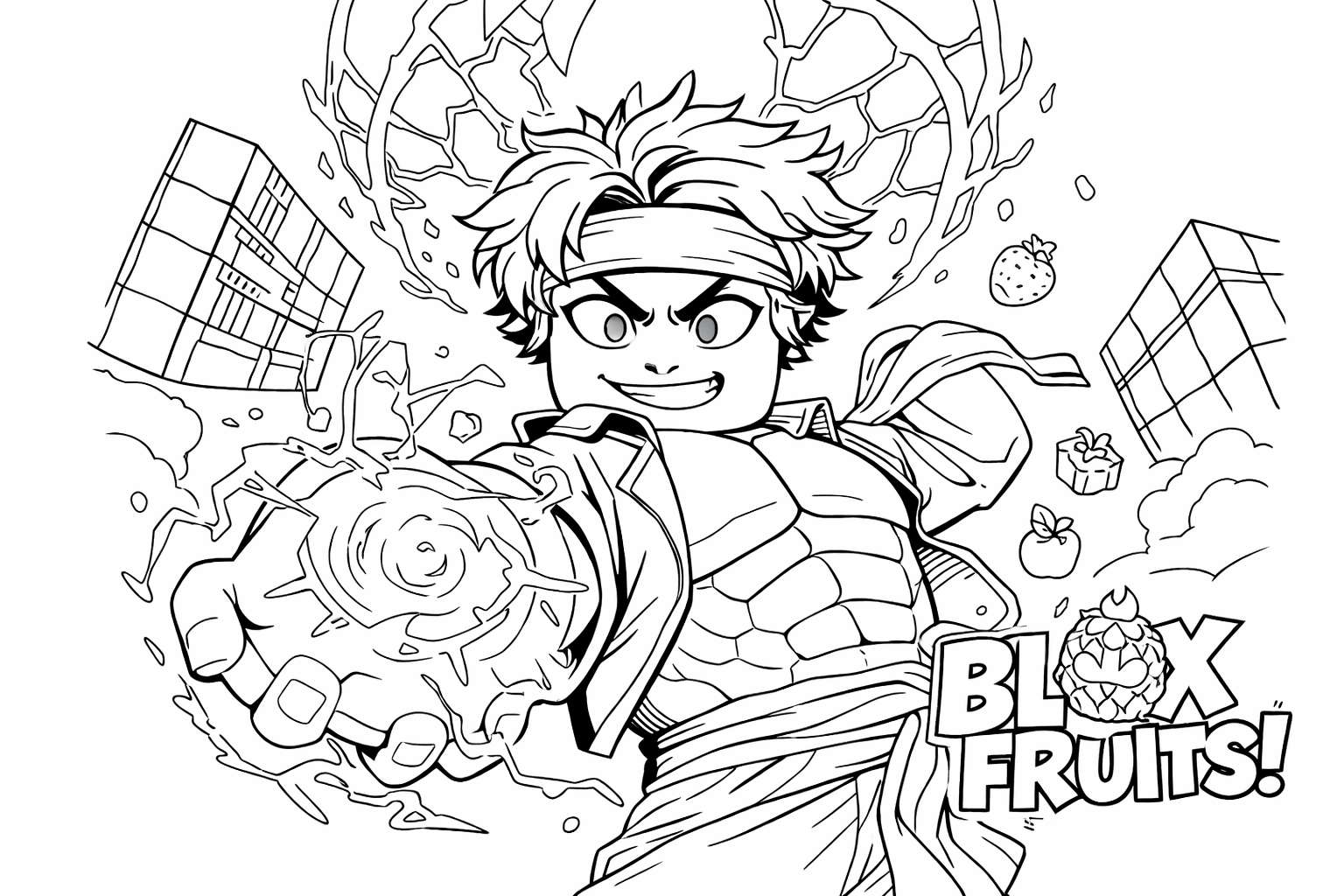 blox fruits roblox kleurplaat - zwart-wit lijntekening