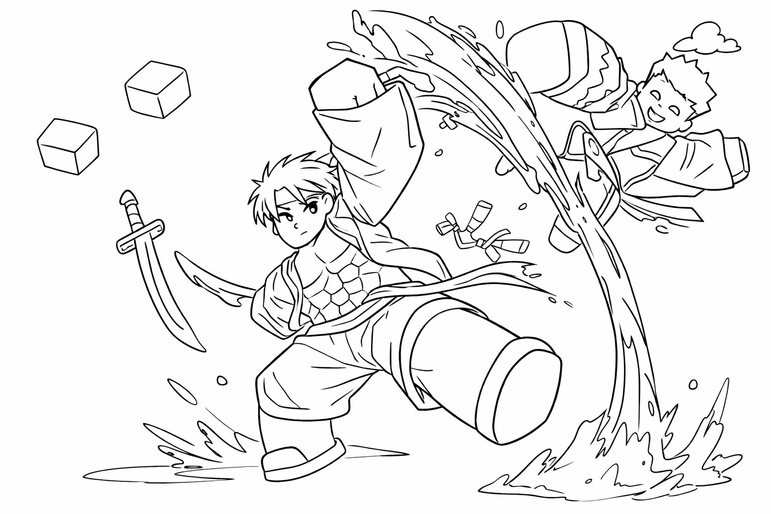 blox fruits roblox kleurplaat - zwart-wit lijntekening