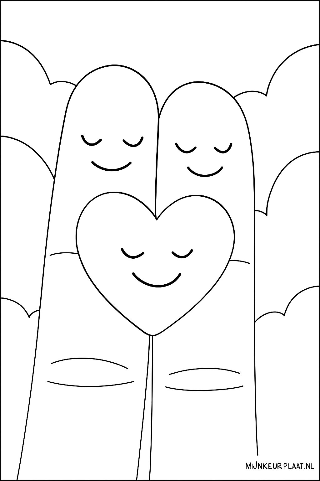 Plantilla de Colorear Gratis del Día de San Valentín - Variante 4 Plantilla para Niños