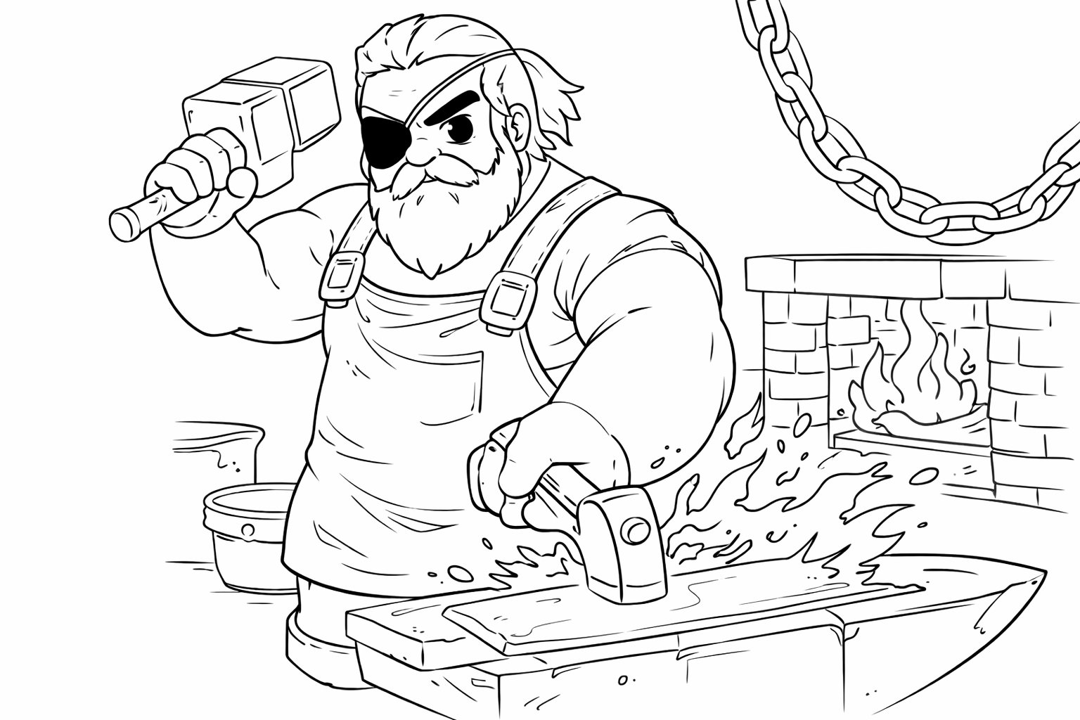 The Forge Roblox kleurplaat - zwart-wit lijntekening